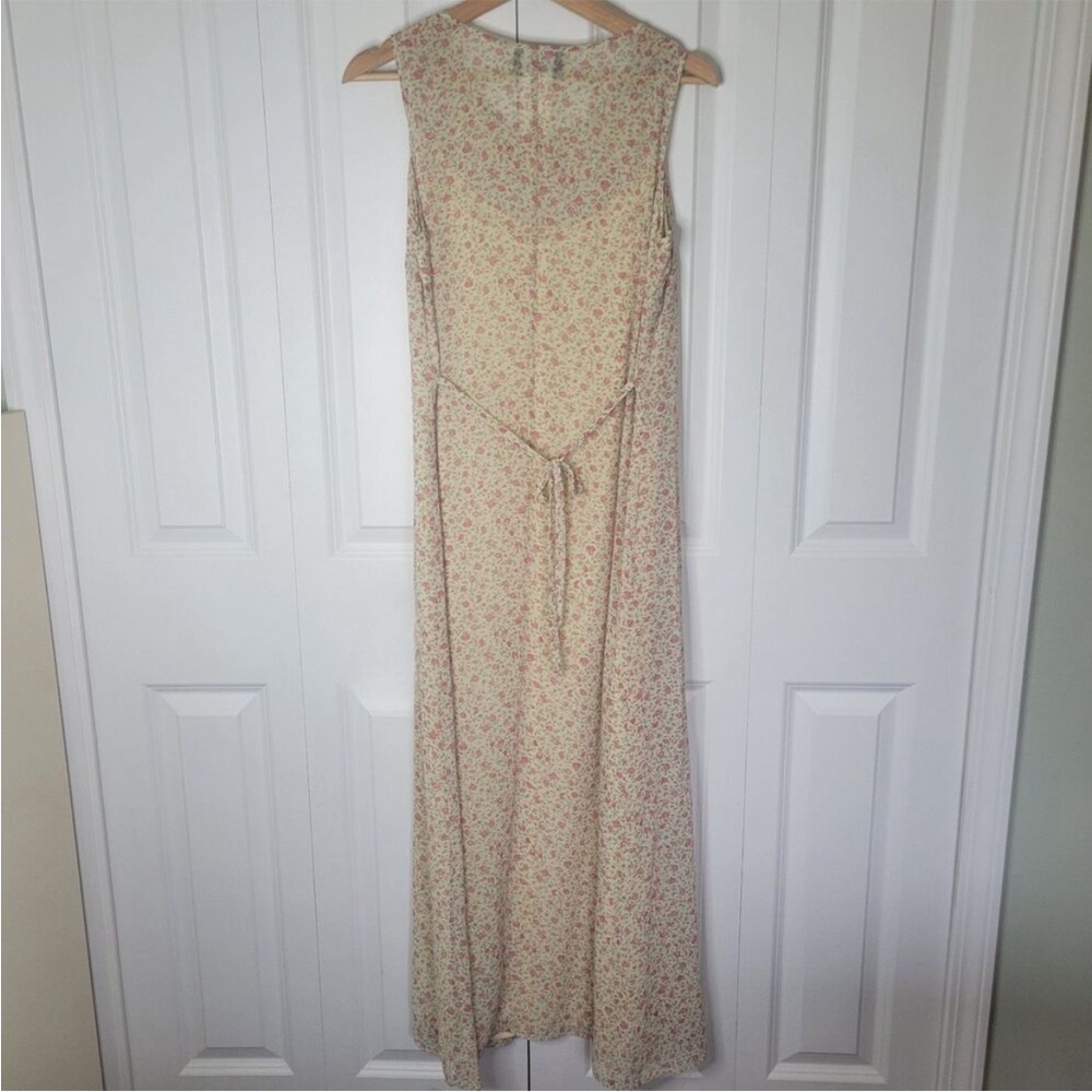 Positive Attitude 90s Vintage Floral Tie Back Maxi Dress Yellow & Pink Size 12 - Picture 3 of 9